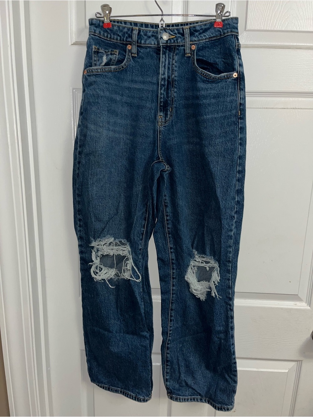 wild fable Dark Blue Distressed High-Waist Jeans